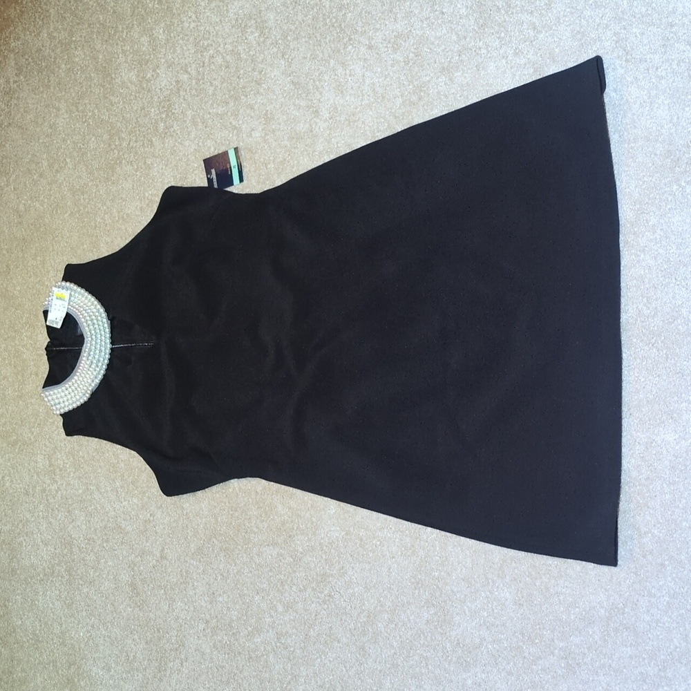 Just...Taylor Black Dress with Pearl Accents